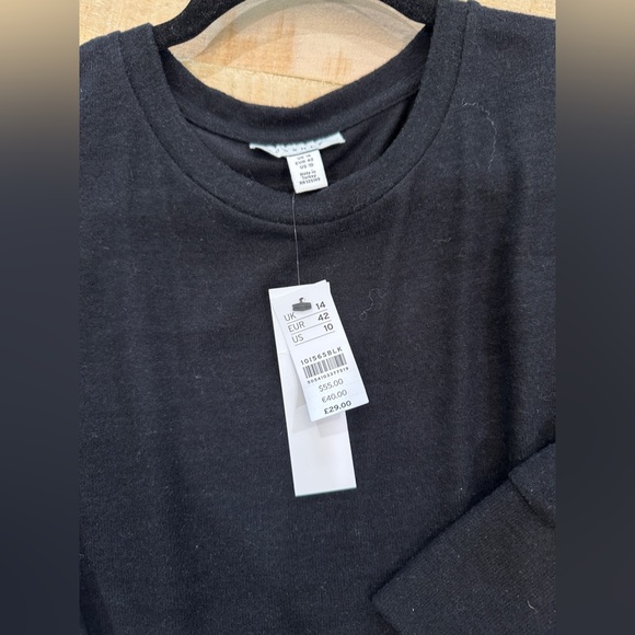 Topshop black long sleeve crewneck tie belt slit maxi sweater dress nwt - Picture 11 of 11